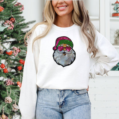 Sequin Santa Claus Crewneck Sweatshirt - WaveBerry Threads