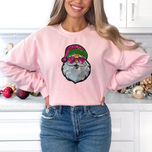 Sequin Santa Claus Crewneck Sweatshirt - WaveBerry Threads