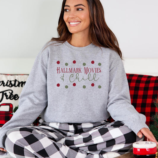 Hallmark Movies & Chill Crewneck Sweatshirt - WaveBerry Threads