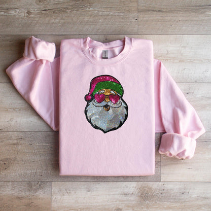 Sequin Santa Claus Crewneck Sweatshirt - WaveBerry Threads