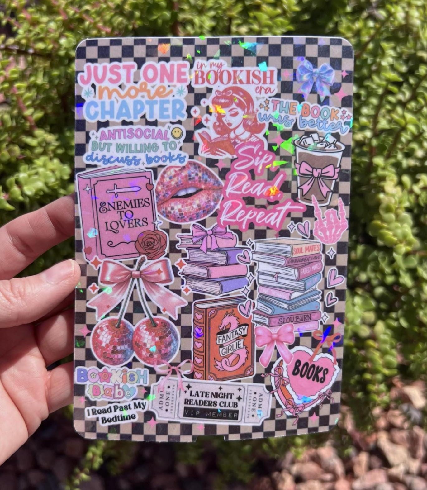 Bookish Kindle Case Insert | Just One More Chapter Holographic Book Lover Cover Overlay