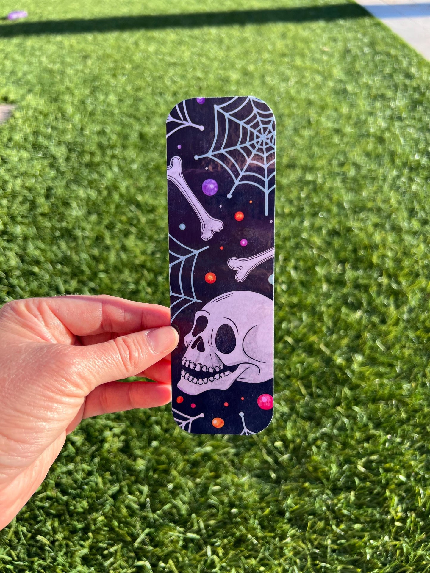 90s Neon Halloween Double-Sided Bookmarks – Retro Spooky Skull, Spider, Bat & Skeleton Bookmarks – Buy Individually or Full Set