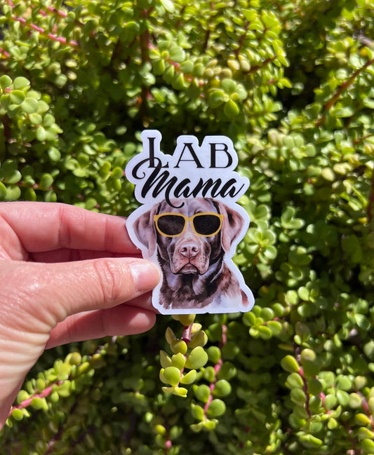 Lab Mama Sticker – Yellow or Chocolate Lab Dog Mom Decal, Water-Resistant Vinyl, 2" or 3" Labrador Lover Gift for Dog Moms