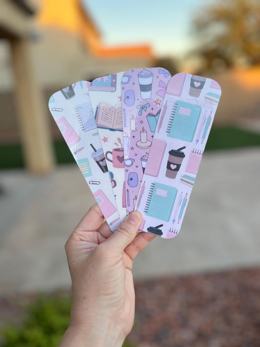 Cozy Coffee & Books Bookmark Set – Aesthetic Reading Accessories, Water-Resistant Bookmarks, Pastel Book Lover Gifts