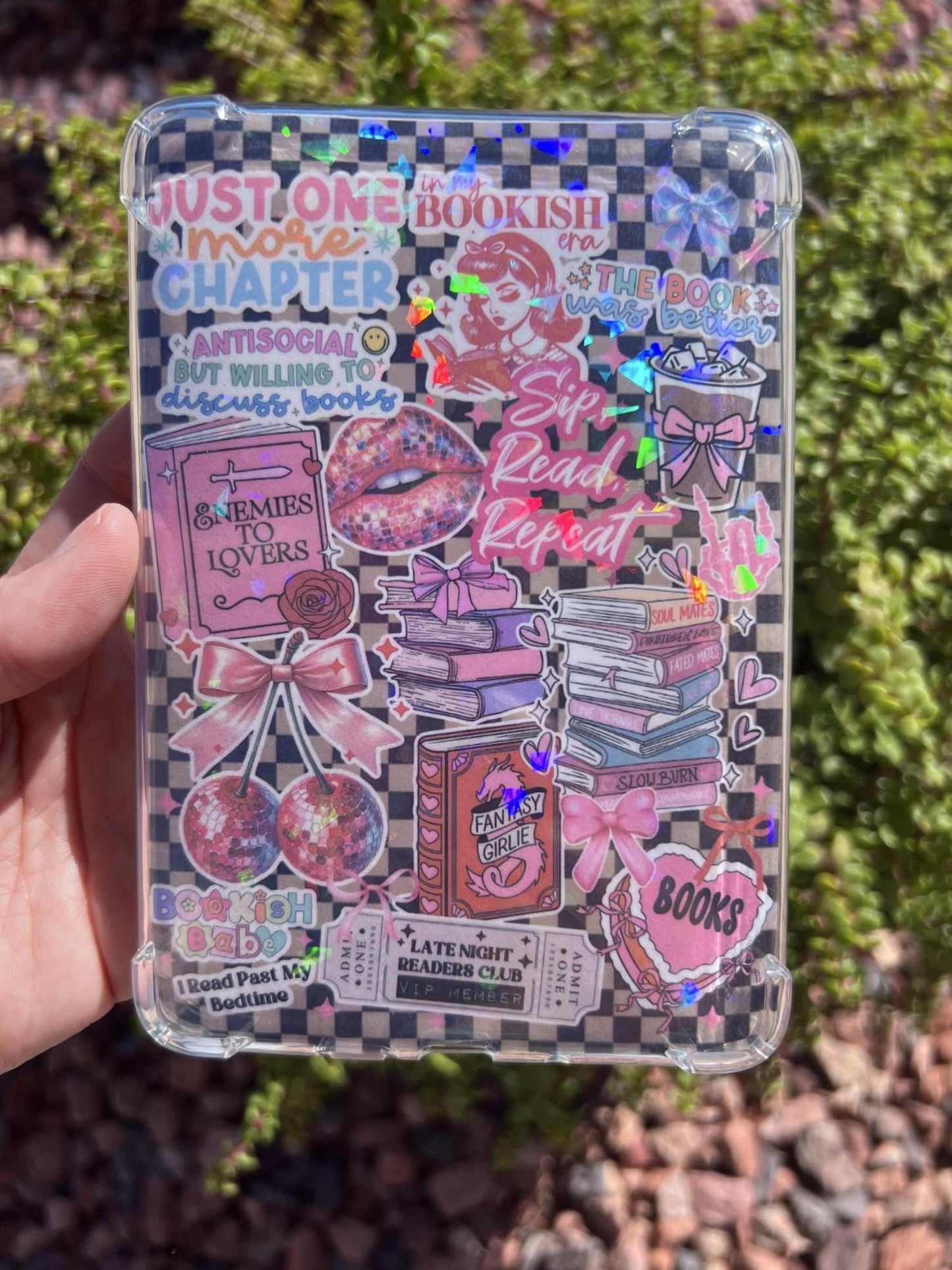 Bookish Kindle Case Insert | Just One More Chapter Holographic Book Lover Cover Overlay