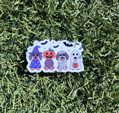 cute dachshund Halloween sticker, gift for dog mom who loves spooky season, Halloween doxie sticker for laptop or water bottle