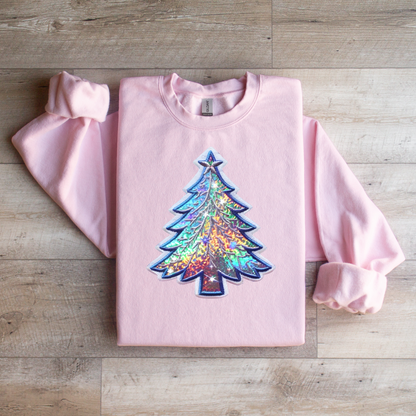 Custom Iridescent Christmas Tree Sweatshirt - WaveBerry Threads