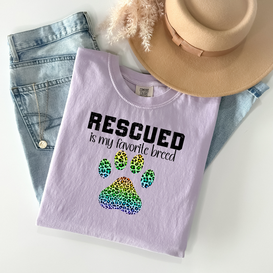 Rescued Is My Favorite Breed T-Shirt - WaveBerry Threads