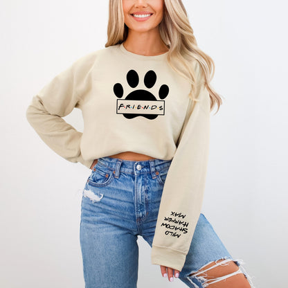 "FRIENDS" Personalized Paw Print Crewneck Sweatshirt - WaveBerry Threads