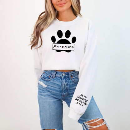 "FRIENDS" Personalized Paw Print Crewneck Sweatshirt - WaveBerry Threads