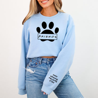 "FRIENDS" Personalized Paw Print Crewneck Sweatshirt - WaveBerry Threads