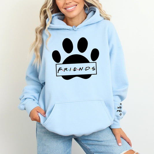 Personalized Friends Paw Print Hoodie Sweatshirt - WaveBerry Threads