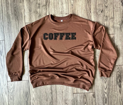 Coffee Puff Print Lightweight Crewneck Sweatshirt