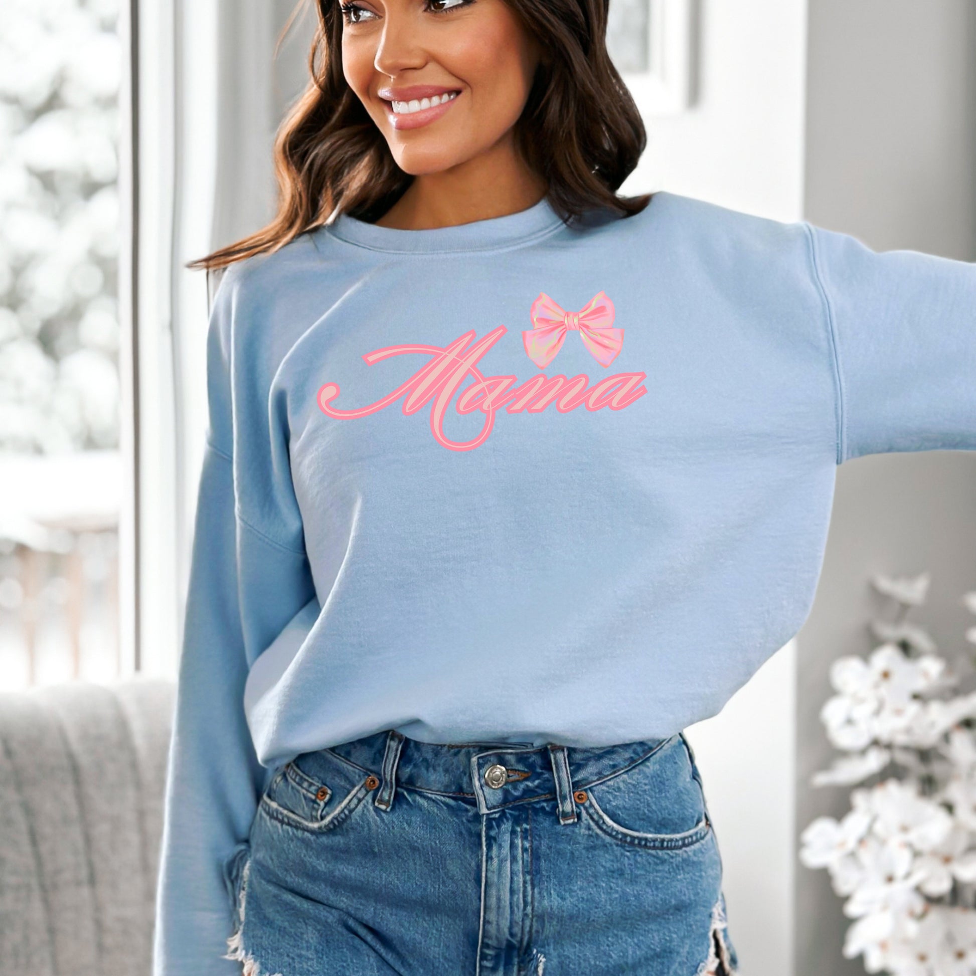 Mama Bow Crewneck Sweatshirt - WaveBerry Threads