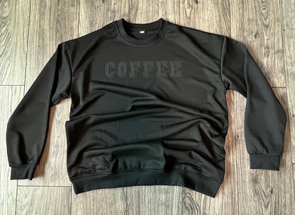 Coffee Puff Print Lightweight Crewneck Sweatshirt
